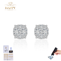 Boucles d'oreilles en argent sterling 925 plaqué or en forme de fleur, serties de moissanite, style hip-hop, vente en gros RTS