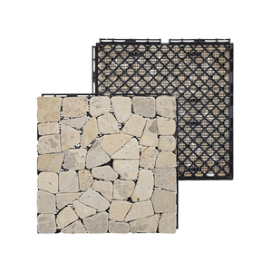 Nouvelle conception de dalles de terrasse en marbre travertin blanc à emboîtement, pierre <span class=keywords><strong>calcaire</strong></span>, bricolage, dalle de sol de garage, antidérapant pour l'extérieur - Product Image 2