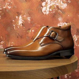 Botas de Hombre de Alta Calidad para Banquetes Sociales, con Punta en Pico y Parte Superior Elevada, de Cuero Vacuno Suave de Primera Capa, Botas Mocasín para Hombre con Aumento de Altura - Product Image 2