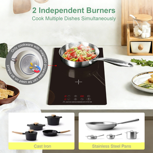 Table de cuisson à induction intégrée ODM 3000W à 2 brûleurs pour usage domestique - Product Image 4