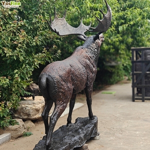 Estatua de <span class=keywords><strong>Alce</strong></span> de Bronce de <span class=keywords><strong>Tamaño</strong></span> <span class=keywords><strong>Real</strong></span>, Escultura de Animal Salvaje para Exteriores, Pose Caminando, Astas Palmadas, Hecha a Mano para Jardín, Parque, Villa - Product Image 3