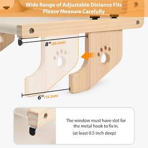 Jendela tempat tidur gantung kucing dalam ruangan kokoh mudah diatur kayu tempat tidur kucing ambang jendela lemari laci samping tempat tidur tidak perlu bor goresan kucing - Product Image 3
