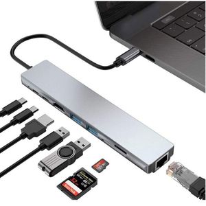 8 Trong 1 USB 3.0 Hub Adapter Loại C Docking Station Với 4K 60Hz Chuyển Đổi <span class=keywords><strong>Ethernet</strong></span> Cho Máy Tính - Product Image 6