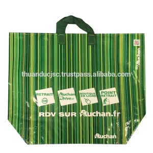 AUCHAN Eco friendly reutilizable PP bolsas de compras tejidas