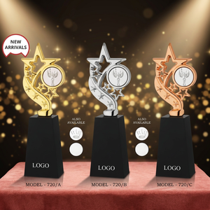 Professional Star Trophy Black Base <b>Engraving</b> Portable Elegant Award Premium Quality Die Casting Metal Construction Recognition - Product Image 1