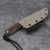 Couteau de survie tactique à lame pleine en acier 5Cr13Mov, lame fixe, pour le camping et la chasse en plein air, avec étui Kydex et allume-feu