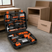 Ensemble d'outils électriques compact de 139 pièces en acier au chrome-vanadium, perceuse sans fil, tournevis, outils à main, embouts de tournevis Phillips