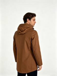 Parka mi-longue à capuche pour <span class=keywords><strong>homme</strong></span>, coupe-vent et chaud, marron caramel, résistante aux plis, idéale pour le froid, personnalisation disponible - Product Image 2