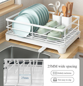 Moderno metallo Multi-Purpose Organizer cucina Over-lavello stendino piatto con deposito di scarico per piatti utensili - Product Image 2