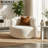 WISEMAX FURNITURE Fauteuil d'appoint moderne et simple en tissu Teddy blanc pour hôtel, bureau, café, studio, villa