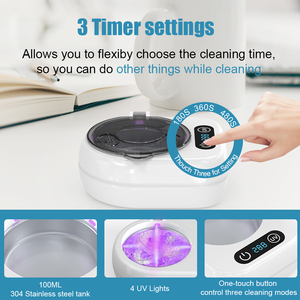 Limpiador Ultrasónico Portátil con Desinfectante UV para Retenedores <span class=keywords><strong>Invisalign</strong></span>, Protectores Bucales, Dispositivo de Cuidado Dental para Limpieza Profunda - Product Image 5