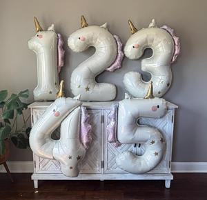 Ballons Chiffres Licorne Arc-en-ciel, Ballons Licorne Féerique pour Décoration d'<span class=keywords><strong>Anniversaire</strong></span> <span class=keywords><strong>1</strong></span>ère, 2ème, 3ème, 4ème, 5ème <span class=keywords><strong>Anniversaire</strong></span> - Product Image 2