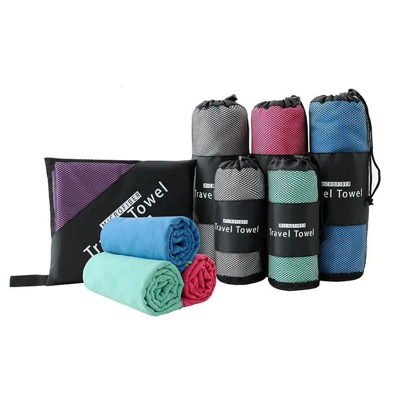 Toalha de camurça de plástico reciclado, toalha esportiva portátil de microfibra veludo para viagem e acampamento ao ar livre, 200gsm