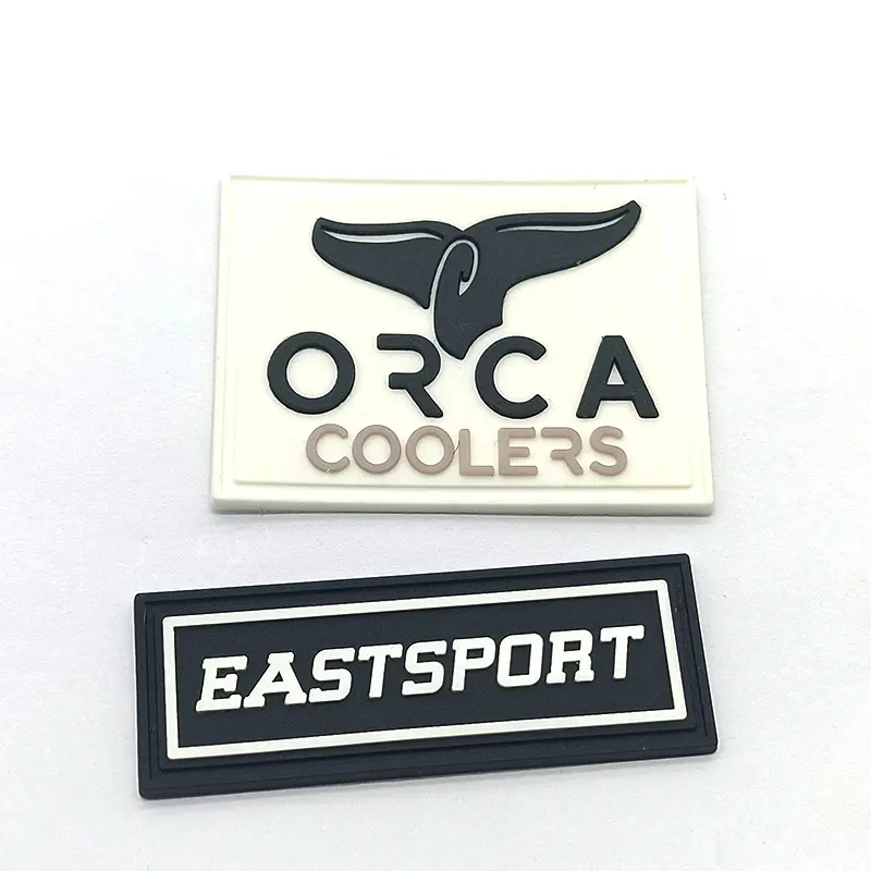 Custom sewing patch rubber label clothing shoes and hat pack drop plastic PVC soft rubber label