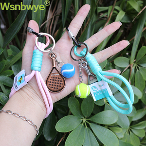 For Mini Vintage Printing Women's Keychain DIY Zinc Alloy Dripgym Fitness Rubber Sports Keyrings Tennis Ball Keychain