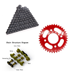 Chất lượng cao 45 # Thép <span class=keywords><strong>Pulsar</strong></span> 180cc 428/428H/124L/44t/15t xe gắn máy chuỗi xích Kit - Product Image 4