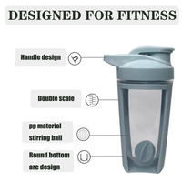 Nouveau gobelet shaker scellé pour le sport et le fitness, en plastique, pour mélanger les protéines en poudre et les milkshakes, avec boule mélangeuse