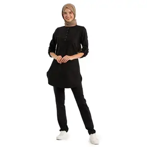 Custom Private Logo Ridiculously Soft Design Nurs Mandarin Collar Long Sleeve Islamic Women Medical Scrubs Uniforms For Muslim