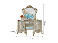 Meuble de chambre à coucher de style européen classique, coiffeuse en bois antique de luxe avec miroir