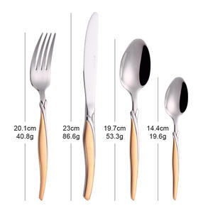 Couverts en acier inoxydable, 24 pièces, couverts de mariage en or, ensemble de cuillères de 24 pièces, couverts pour la maison - Product Image 3