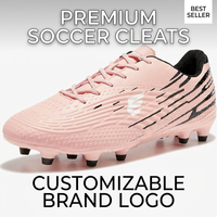 Chaussures de football et de rugby pour hommes, légères, pour terrain ferme, dessus en PU rose