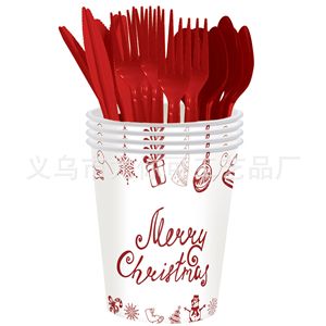 Assiettes en papier de Noël rondes, impression numérique, 2 couleurs, ensemble de vaisselle pour fête de Noël - Product Image 4