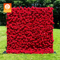 Sunwedding 3D Rote Rosen Blumenwand aus Seide, Künstlich für Hochzeits-, Weihnachts-, Muttertags- & Abschlussfeier-Dekorationen