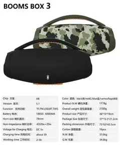 Nouvelle Enceinte Portable Sans Fil Étanche 2025 <span class=keywords><strong>Boomsbox</strong></span> 3 BT5.0 pour Fêtes en Extérieur avec Subwoofer RGB, Alimentation DC/AUX, 10-30W - Product Image 6