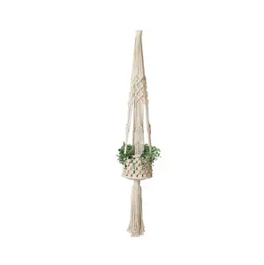 Macrame ที่แขวนต้นไม้แบบทำมือ,ที่แขวนต้นไม้สำหรับตกแต่งผนังห้องรับแขกในบ้านราคาไม่แพง