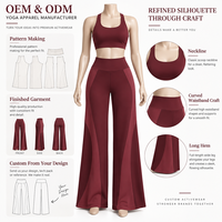 Ensemble 2 pièces pour femme en Spandex/Nylon, grande taille, respirant, léger, taille haute, dos nageur, color block, extensible dans les quatre sens, OEM ODM