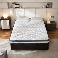 Vente en gros de meubles compressés pour chambre à coucher, matelas hybride de luxe à ressorts ensachés, tissus doux, garantie 10 ans pour l'hôpital, grande taille