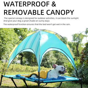 Cama elevada para perros, venta al por mayor, marco de acero, cama para acampar para perros, cama elevada para perros con refrigeración de verano al aire libre con dosel - Product Image 5