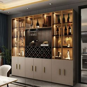 Armoire à vin sur mesure pour la maison, en bois massif avec vitre, pour le salon et la salle à manger - Product Image 1