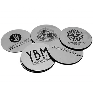Custom Europe Classic Eco-Friendly Stainless Steel Coasters Set Laser Engraved Metal Drink Pads for Bar/Cafe/Hotel