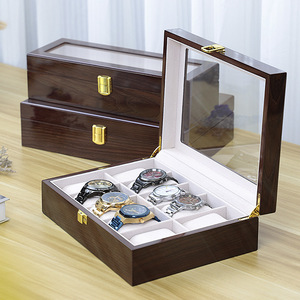 Boîte à montres de luxe en bois massif avec intérieur en cuir écologique sur mesure, 12 emplacements, finition mate, pour Philippe - Product Image 1