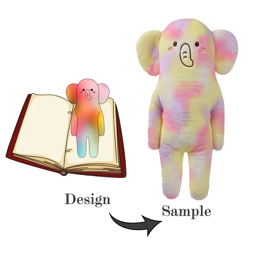 Colorido Elefante Design OEM ODM Pelúcia Animal Travesseiro Para Crianças Novo Design Personalizado Pelúcia Toy Stuffed Animal