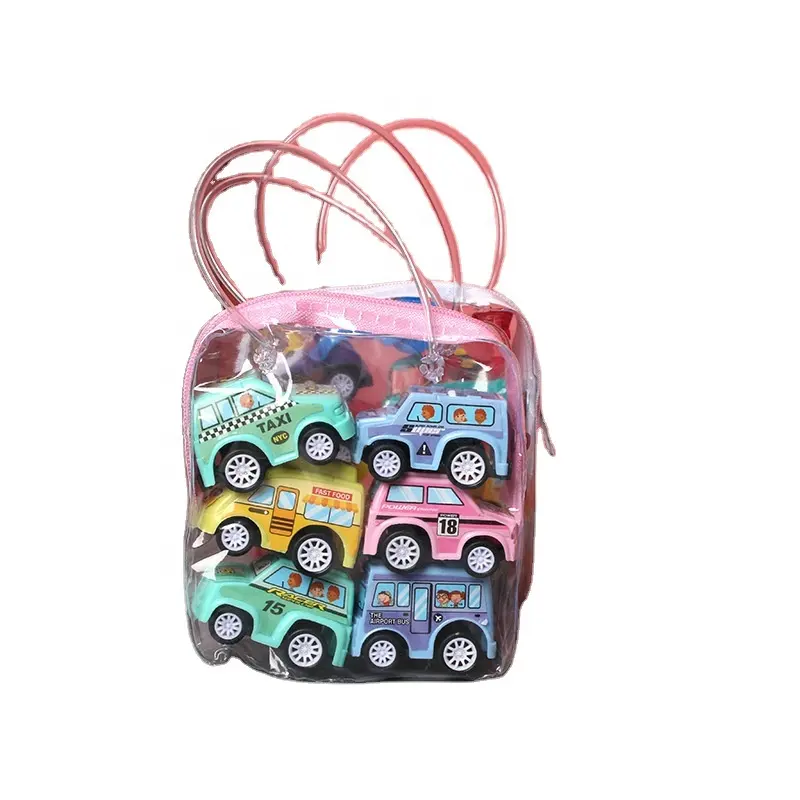 6 uds modelo de coche de juguete tirar hacia atrás coche juguetes vehículo móvil camión de bomberos Taxi modelo chico Mini coches niño juguetes regalo para niños