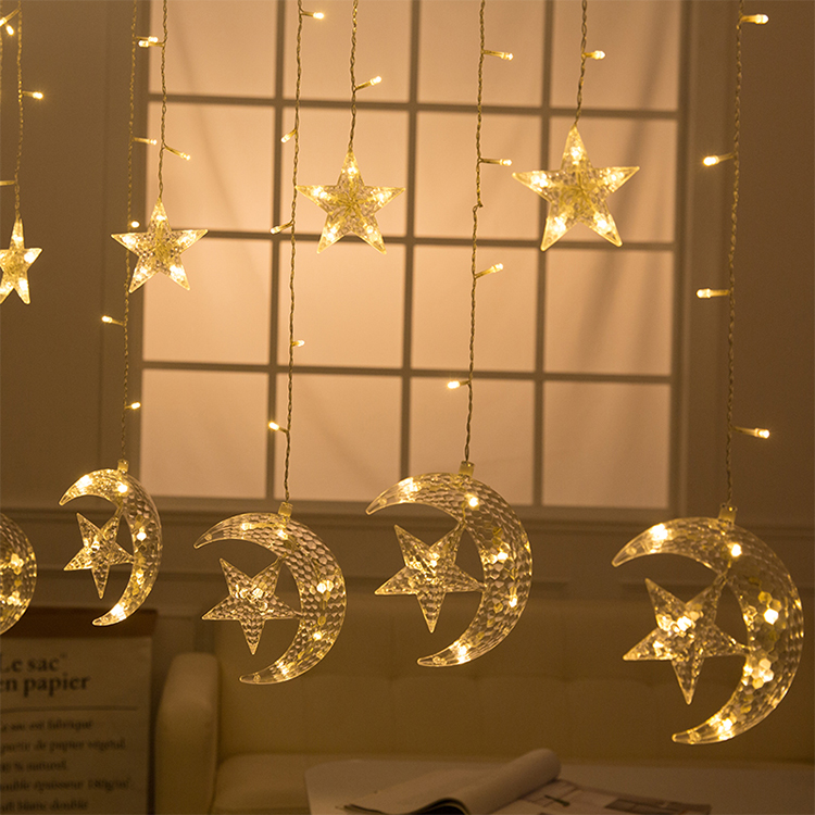 Novelty in style star moon curtain string light Taizhou new product christmas rope lights