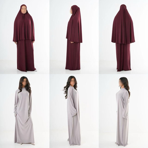 Bông Jersey 2 Miếng Jilbab Khimar Set Cho Phụ Nữ Với Túi Áo Bán Buôn Hồi Giáo Quần Áo Ramadan Eid Thổ Nhĩ Kỳ Jilbab - Product Image 4
