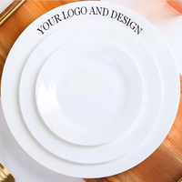Vente en gros d'usine, assiettes en céramique blanche personnalisées, écologiques, durables, de 6 à 12 pouces, pour la restauration