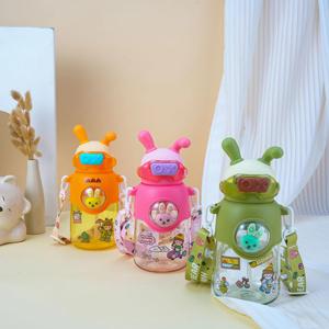 Cartoon Children's Water Cup High Value Cute Doll Student Portable Straw Bottle Plastic Cups Wholesale School Gifts - Product Image 2