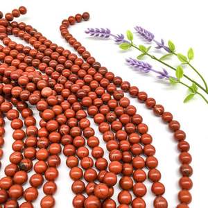 Pulsera de cuentas redondas de cristal Natural para hombre y mujer, brazalete de jaspe rojo, GEMA, cuentas sueltas de sangre de África, regalo - Product Image 5