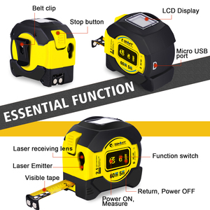 Mètre laser 2-en-1 5m/60m, télémètre numérique haute précision rechargeable <span class=keywords><strong>pour</strong></span> la construction - Product Image 3
