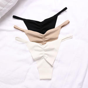 卸売カスタム女性しわデザイナーブランドアイスシルクワンピースタンガス下着トレースレスシームレス女性ひもパンティー - Product Image 3