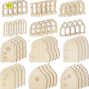 new design hot sale DIY wood toys Wooden Fairy Door Ornament