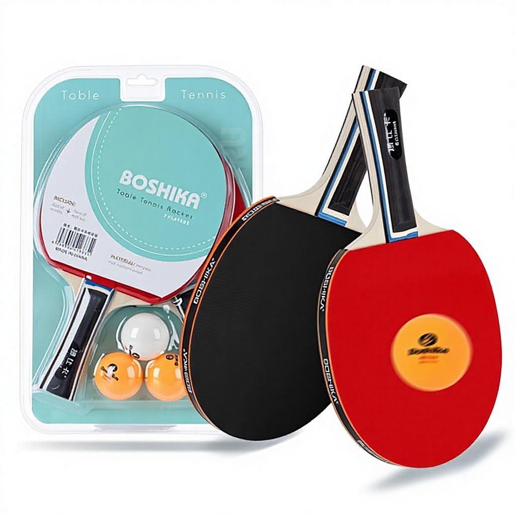 2-Player Beginner Table Tennis Bat Set Double-Sided Inverted Rubber Reverse Glue Rubber Poplar Wood 5-Layer Baseboard Rackets