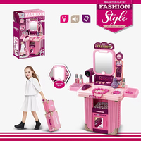 Table de maquillage pour filles 3 en 1 pour les tout-petits, jeu de simulation de beauté pour filles, valise de maquillage de voyage, ensemble d'accessoires de mode, jouets