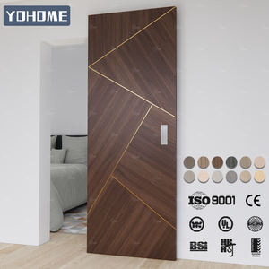Yohome <span class=keywords><strong>Porta</strong></span> Ghost in Legno Massello per Interni con Design Scanalato Moderno, <span class=keywords><strong>Porta</strong></span> Scorrerevole a Scomparsa in Legno Impiallacciato Senza Binario - Product Image 3