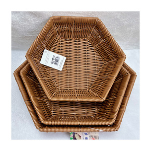 Hexagonal Rattan Woven <b>Basket</b> 2.0-3.0L Handmade Storage For Snacks Food Container - Product Image 4