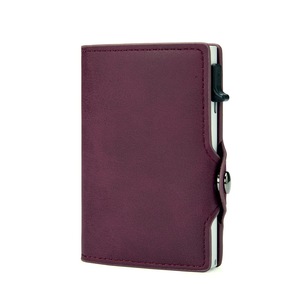 Đẹp PU Ví da giữ tiền mặt RFID chặn chủ thẻ tín dụng cầm tay chống trộm chủ thẻ ví với Pop Up trường hợp kim loại - Product Image 1